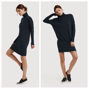 Kit & Ace Doublestacked Turtleneck Dress Laidback Brushed Navy Size 6 Pullover
